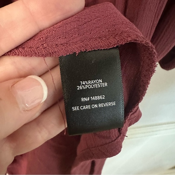 Torrid Women’s Maroon Gauze Open Front 3/4 Sleeve Kimono Shirt Sz 00, M/L NWT - Picture 7 of 8